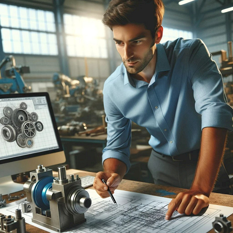 Un ingeniero Mecánico en su trabajo