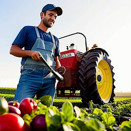 Un agricultor en la cosecha