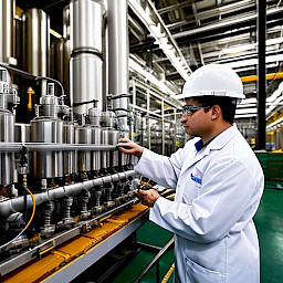 Trabajador químico en la planta