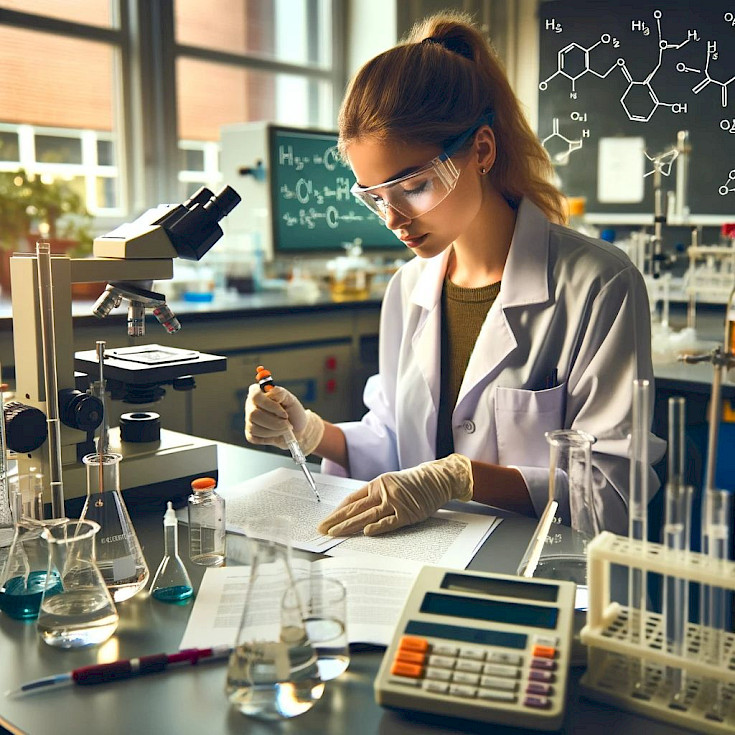 Ingeniera química en el laboratorio trabajando