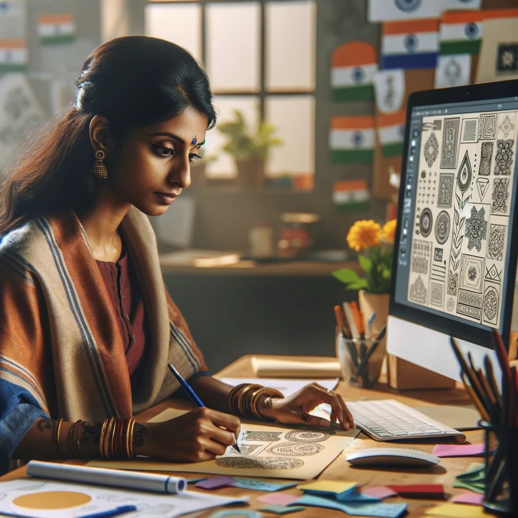 Diseñadora trabajando remoto desde la India
