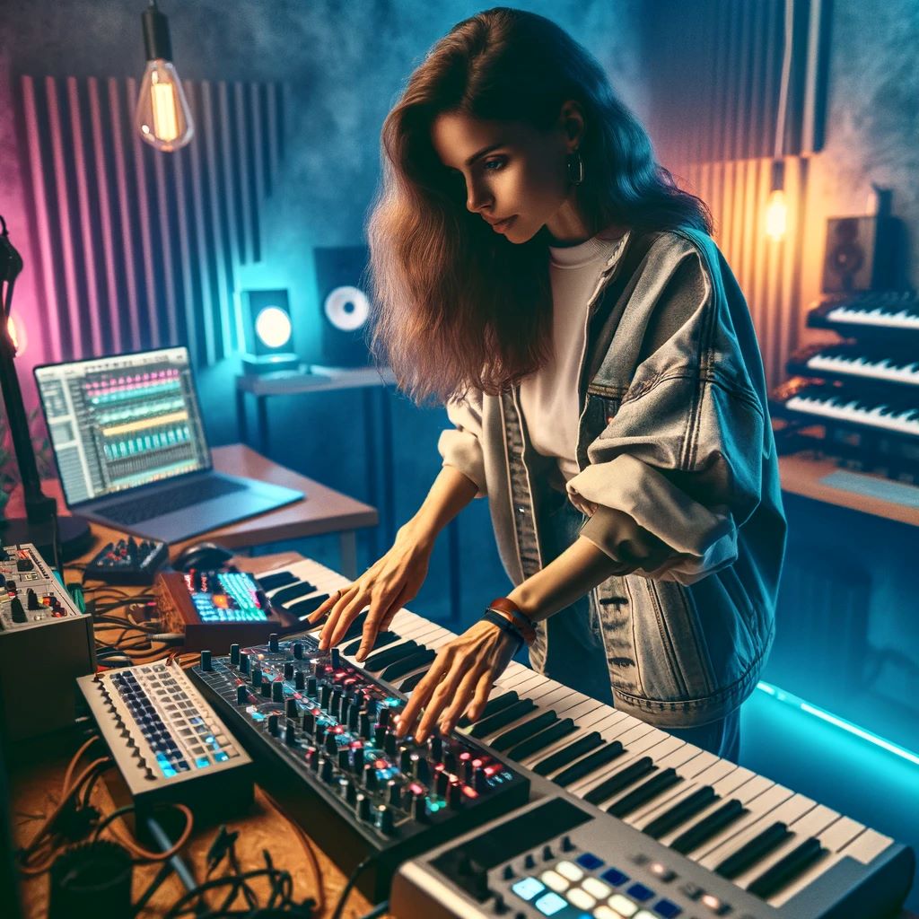 Creadora haciendo Música electrónica para un evento