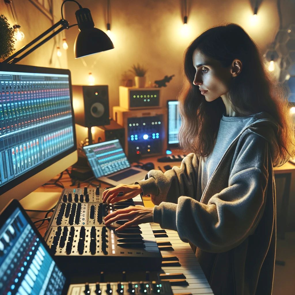 Creadora de Música electrónica en su estudio