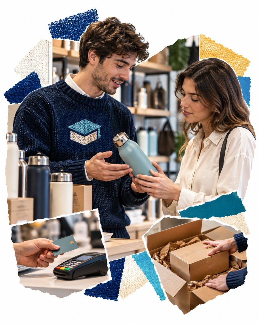 Collage de profesionales que participan en las compras, el transporte, la administración y las ventas comerciales