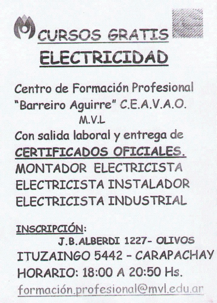 Cursos Gratuitos que ofrece CEAVAO, especialidad en Electricidad