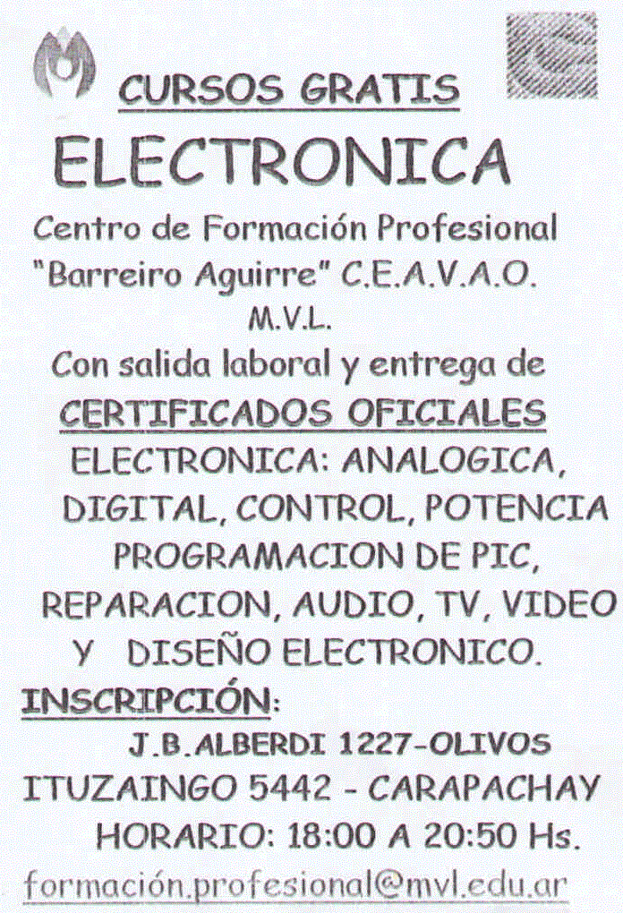 Curso Gratuito de Electrónica que ofrece CEAVAO