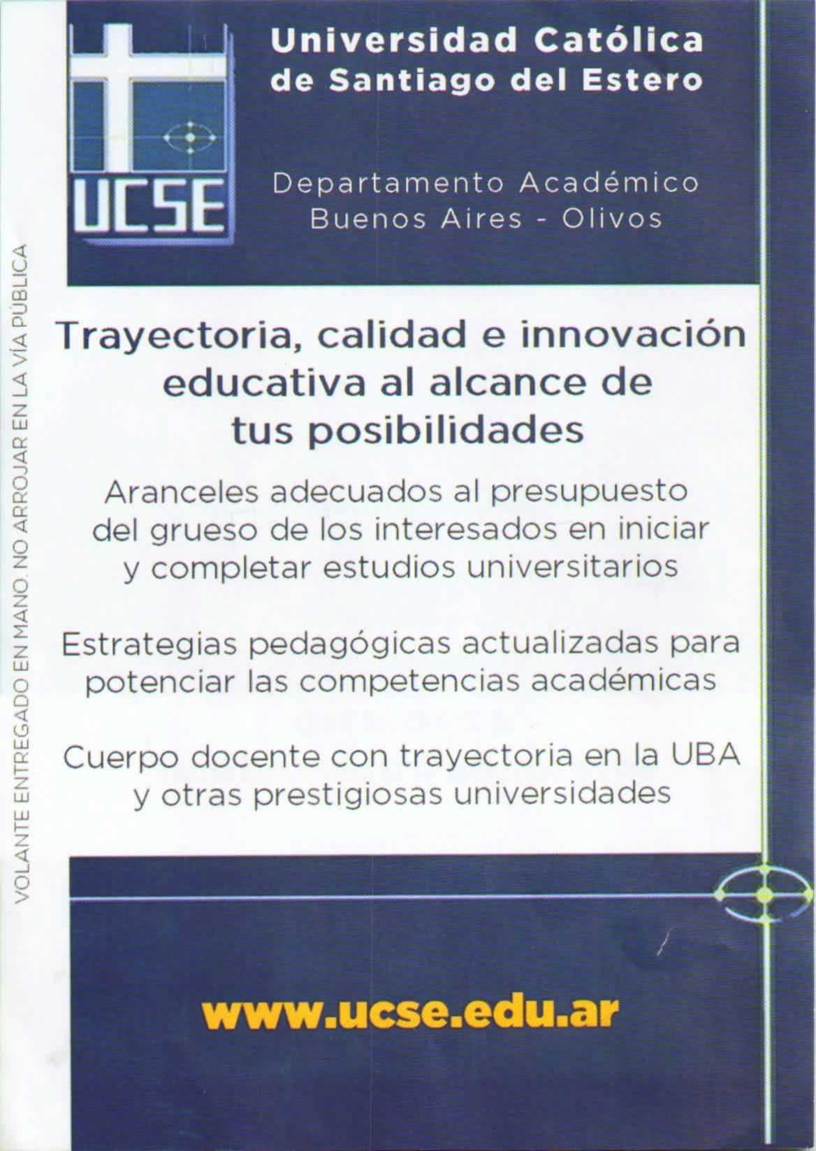 Folleto de la UCSE Olivos